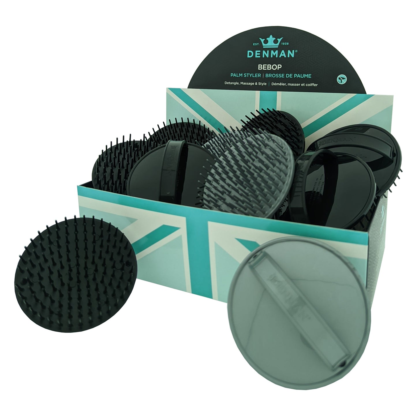 Denman D6 Be Bop Massage Display 12 st Zwart & Zilver