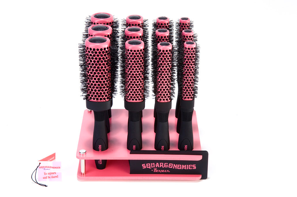Denman Squaregonomic Display 12 St 3x S, 3x M, 3x L, 3x XL * Roze
