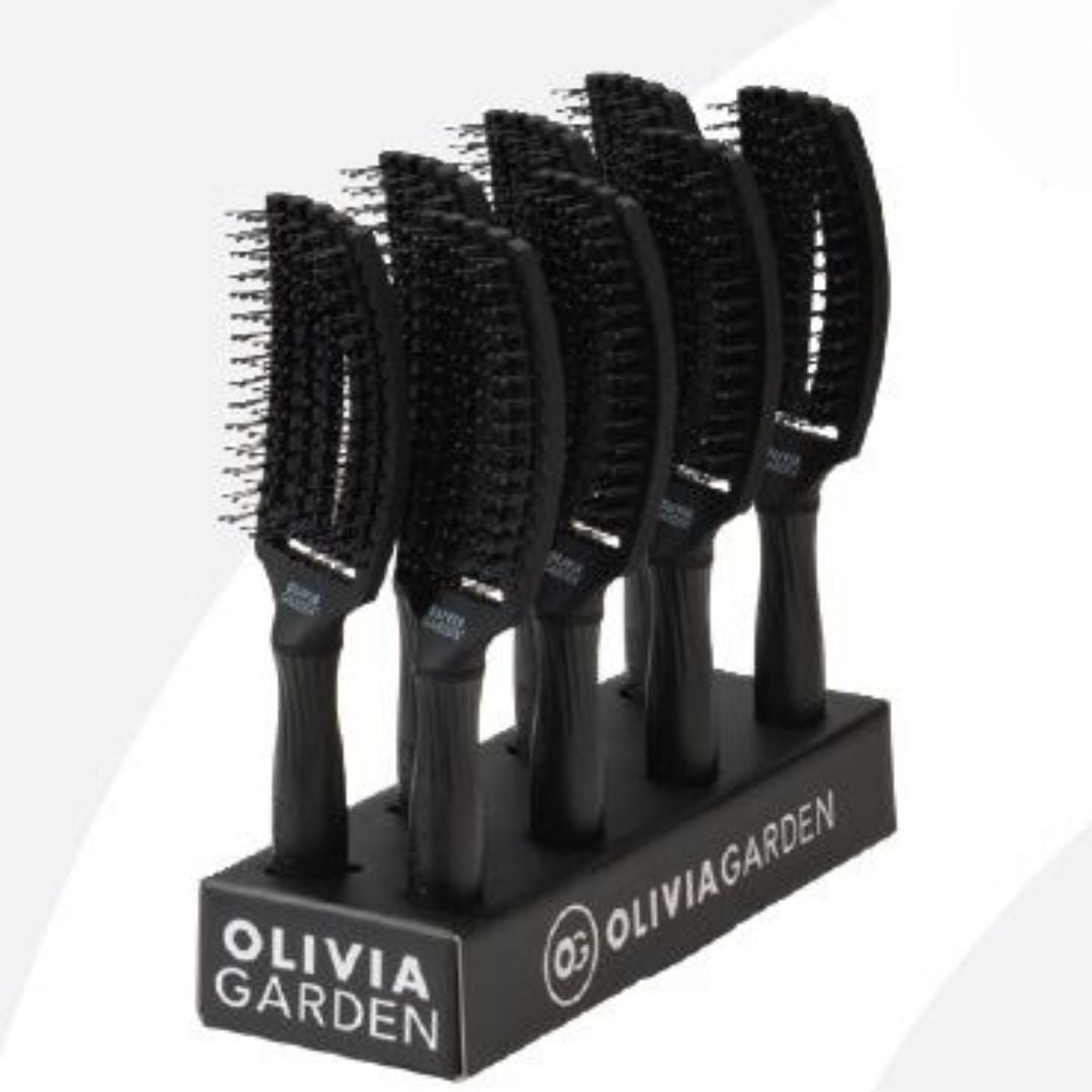 olivia garden fingerbrush care iconic double bristles black display 8 st