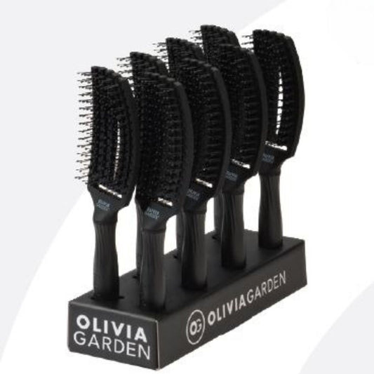 olivia garden fingerbrush care iconic double bristles black display 8 st